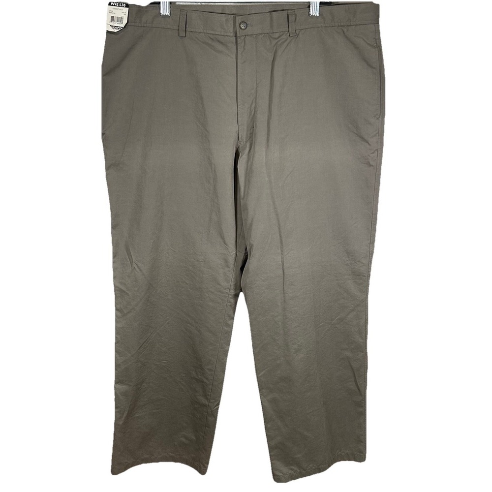 Claiborne Men's Dress Pants Slacks 42x30 Gray Dark Sand Polyester Cotton Blend